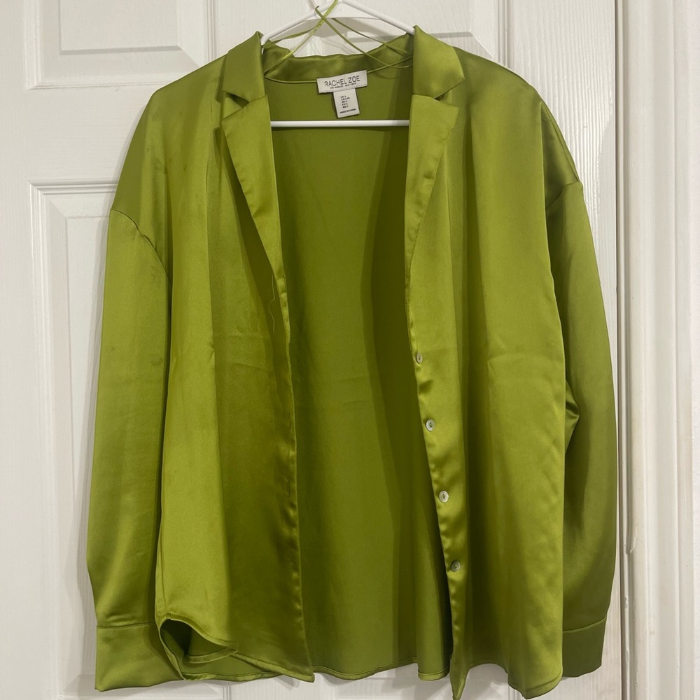 Satin Green Button-Up Shirt